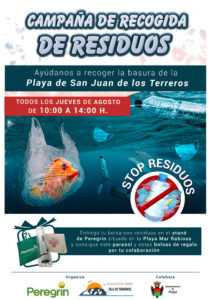 Peregrín activa la campaña de recogida de residuos en la playa de San Juan de los Terreros